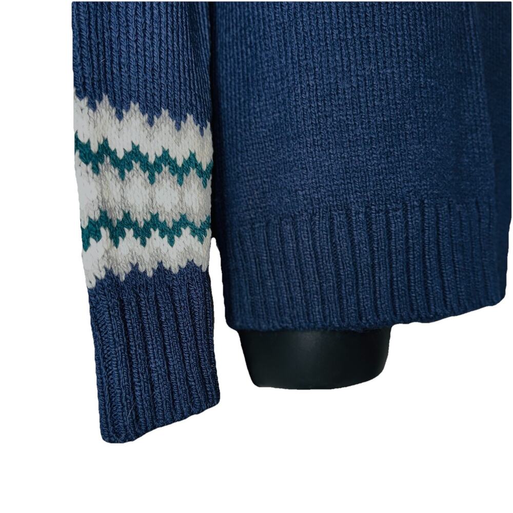 Banana Republic MED Navy Blue Wool Blend Fair Isle Pullover Sweater Preppy Ski - Picture 4 of 7